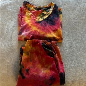 Tie-Dye Fleece Set - Red & Yellow